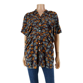 Chemisier multicolore plissé imprimé - Femme - Cotélac - Taille 2 Très bon état -  reconditionné disponible sur Label Emmaüs